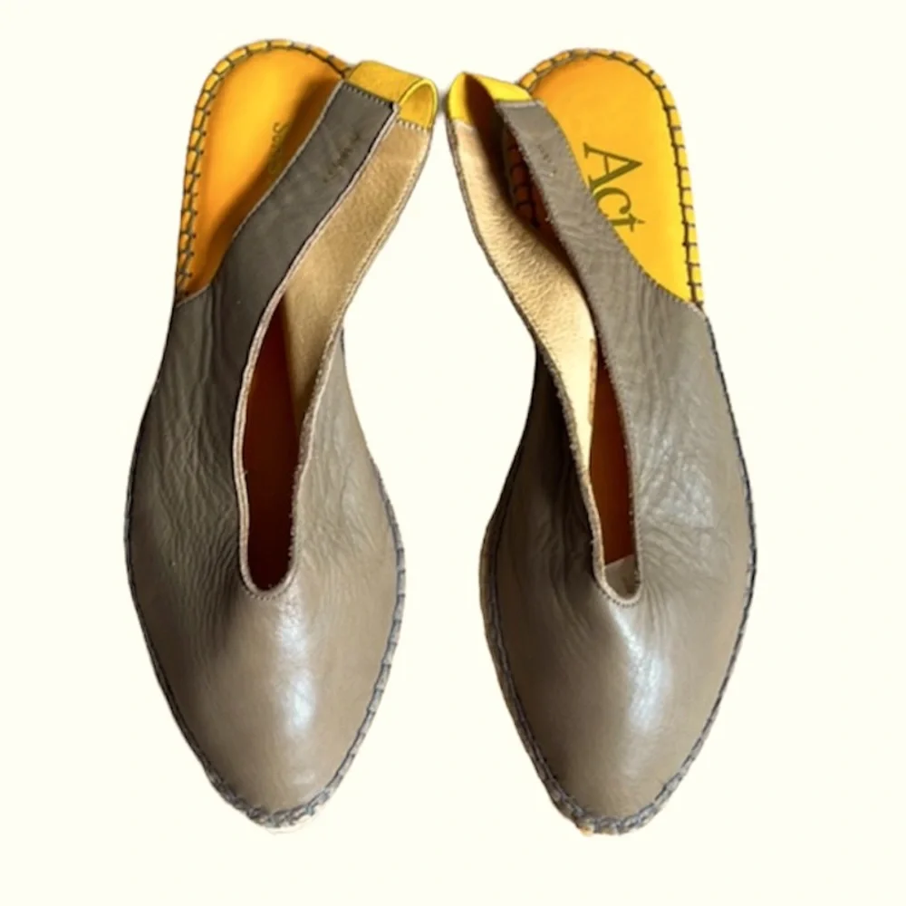 Act-Series espadrille shoes slingback leather taupe US 9 EU 40 quiet luxury